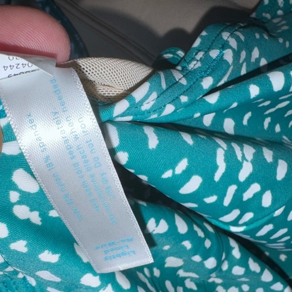 SWIM by Cacique Teal White Print Tankini Top Size 22 - Picture 4 of 5